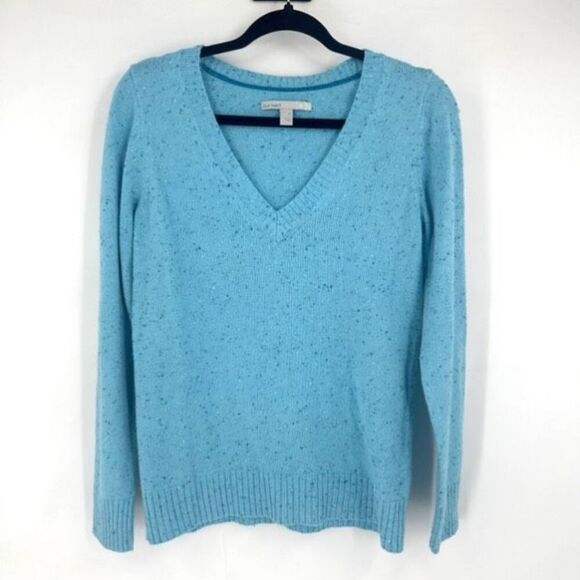 Vintage Y2K Old Navy Speckled Knit Pullover Lambswool Blend Sweater Blue Medium - Picture 1 of 11